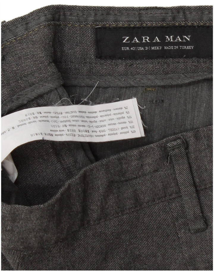 Zara Ανδρικό Slim παντελόνι Chino EU 40 Medium W31 L30 Grey Polyester