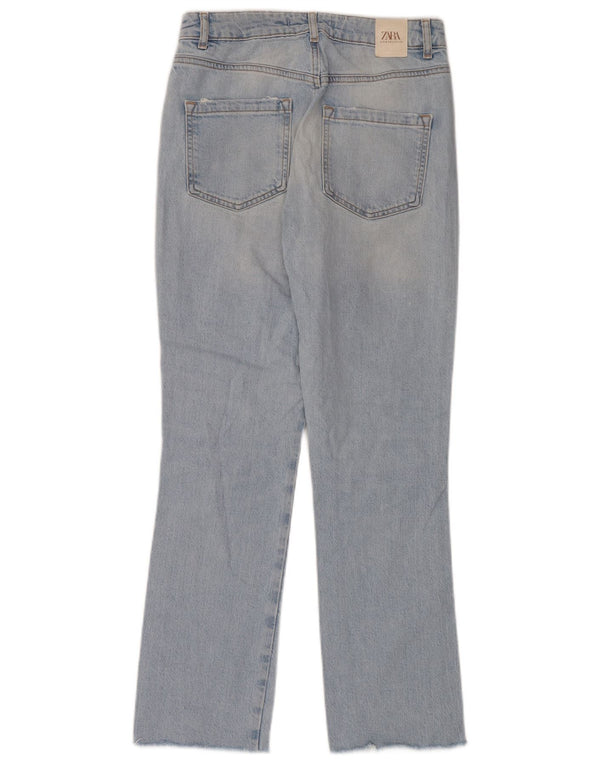Zara Womens Distressed Straight Jeans EU 34 2XS W24 L28 Blue Cotton