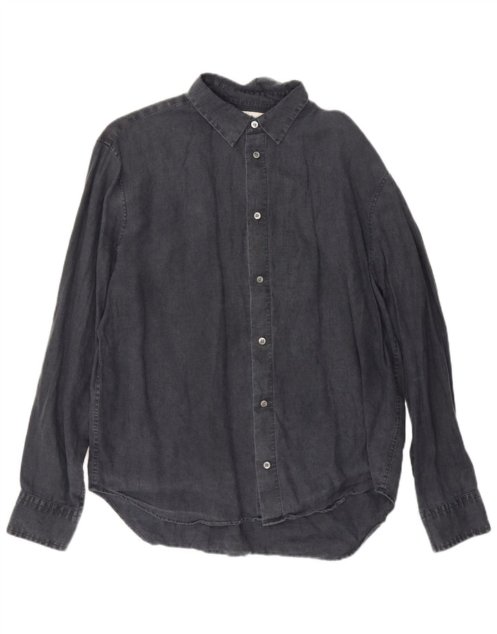 Ανδρικό πουκάμισο Cos Relaxed Fit Medium Navy Blue Λινό