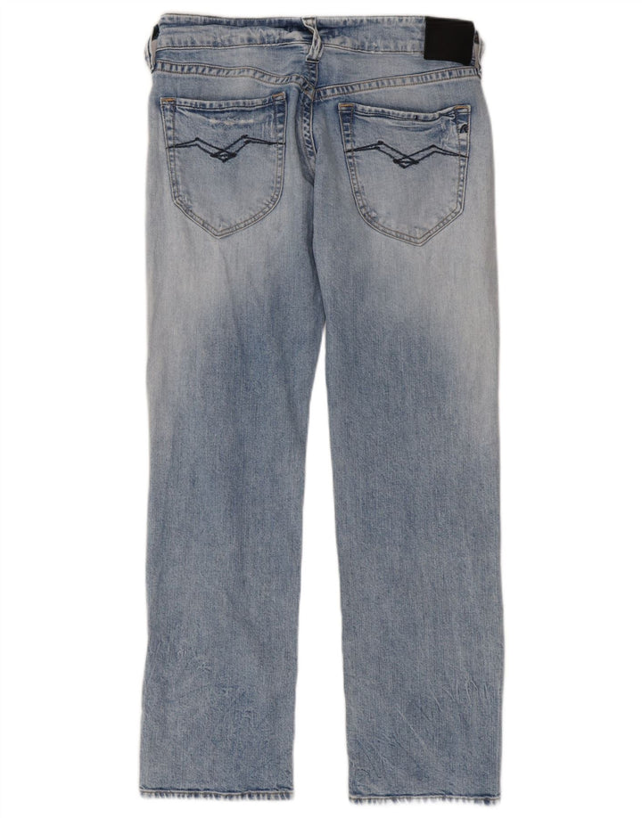 Replay Womens Distressed Straight Jeans W30 L30 Blue Cotton