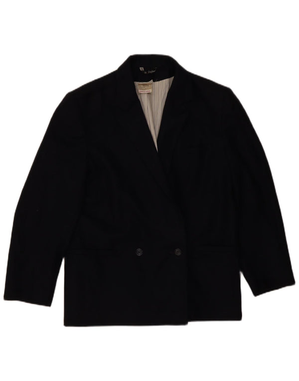LAURA ASHLEY Womens Double Breasted Blazer Jacket UK 14 Medium Black Wool