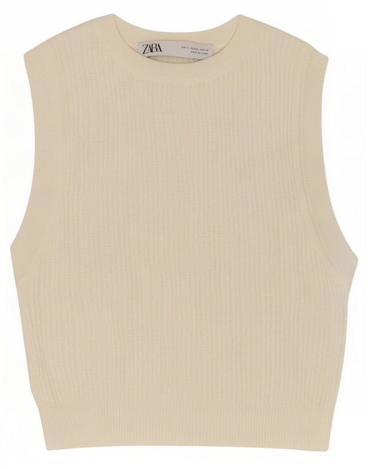 Zara Γυναικείο Γιλέκο Crop UK 8 Small White