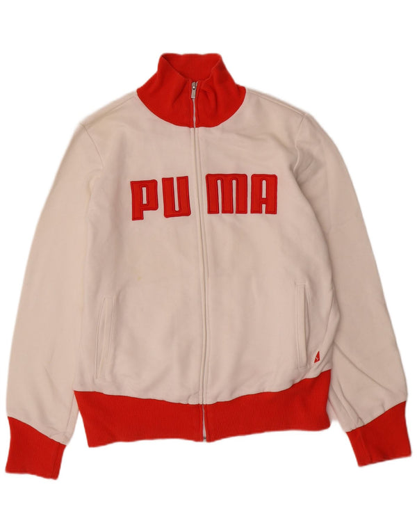 Γυναικεία αθλητική φόρμα PUMA γραφικά Top Jacket UK 16 Large White Colourblock