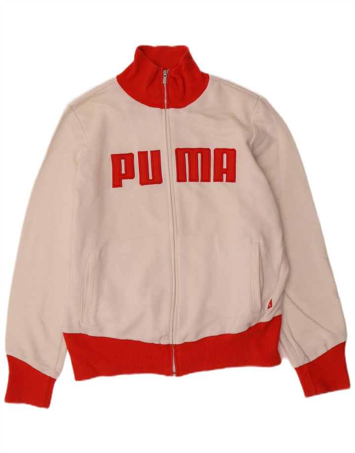 Γυναικεία αθλητική φόρμα PUMA γραφικά Top Jacket UK 16 Large White Colourblock