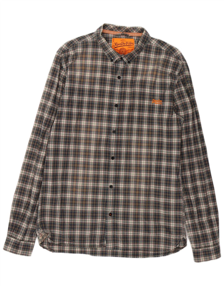 Ανδρικό πουκάμισο Superdry 2XL Navy Blue Check Cotton