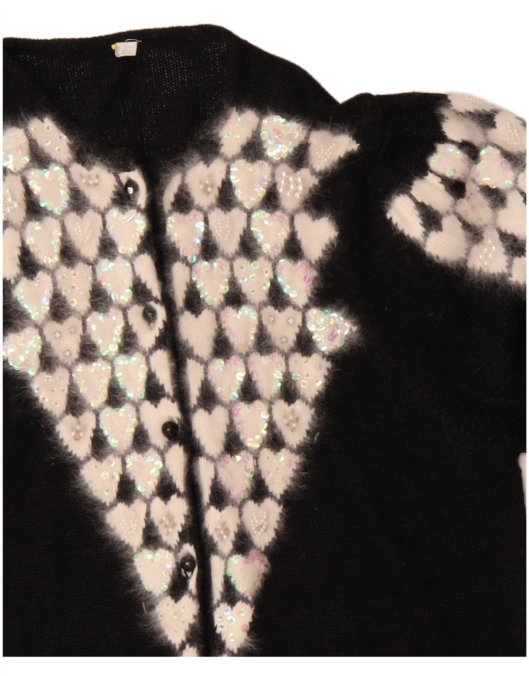 Vintage Γυναικεία Ζακέτα πουλόβερ EU 38 Μεσαία Μαύρη Πολυακρυλική Καρδιά