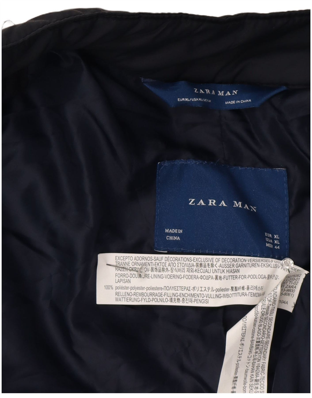 Zara Ανδρικό καπιτονέ μπουφάν UK 42 XL Navy Blue Polyester
