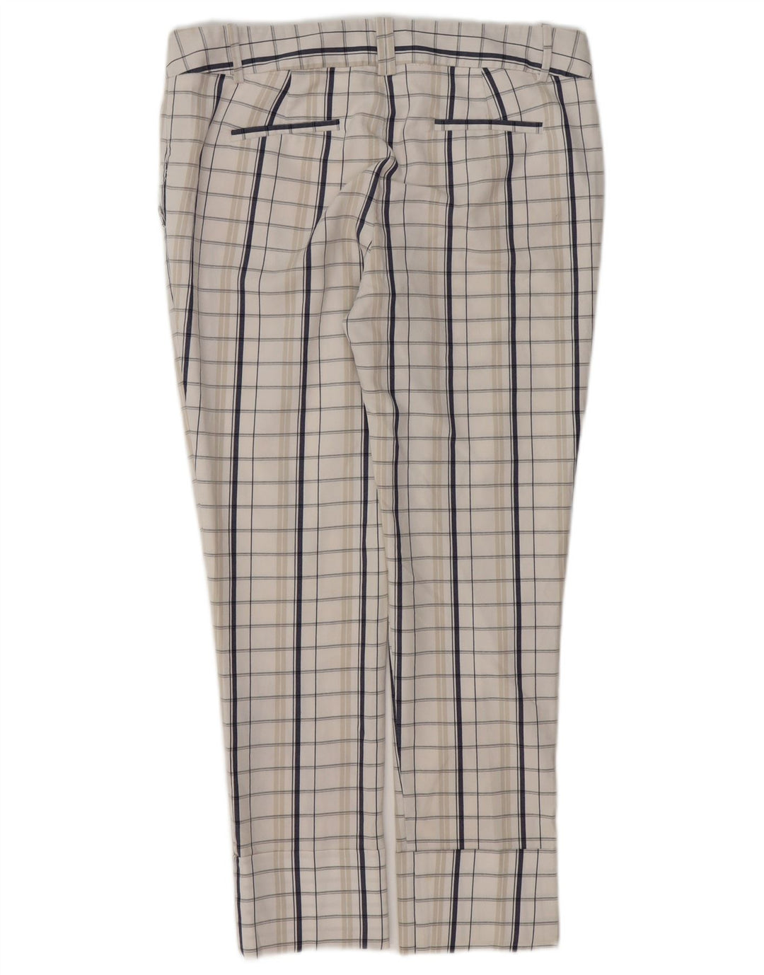 ZARA Womens Straight Chino Trousers EU 40 Medium W32 L26 White Check