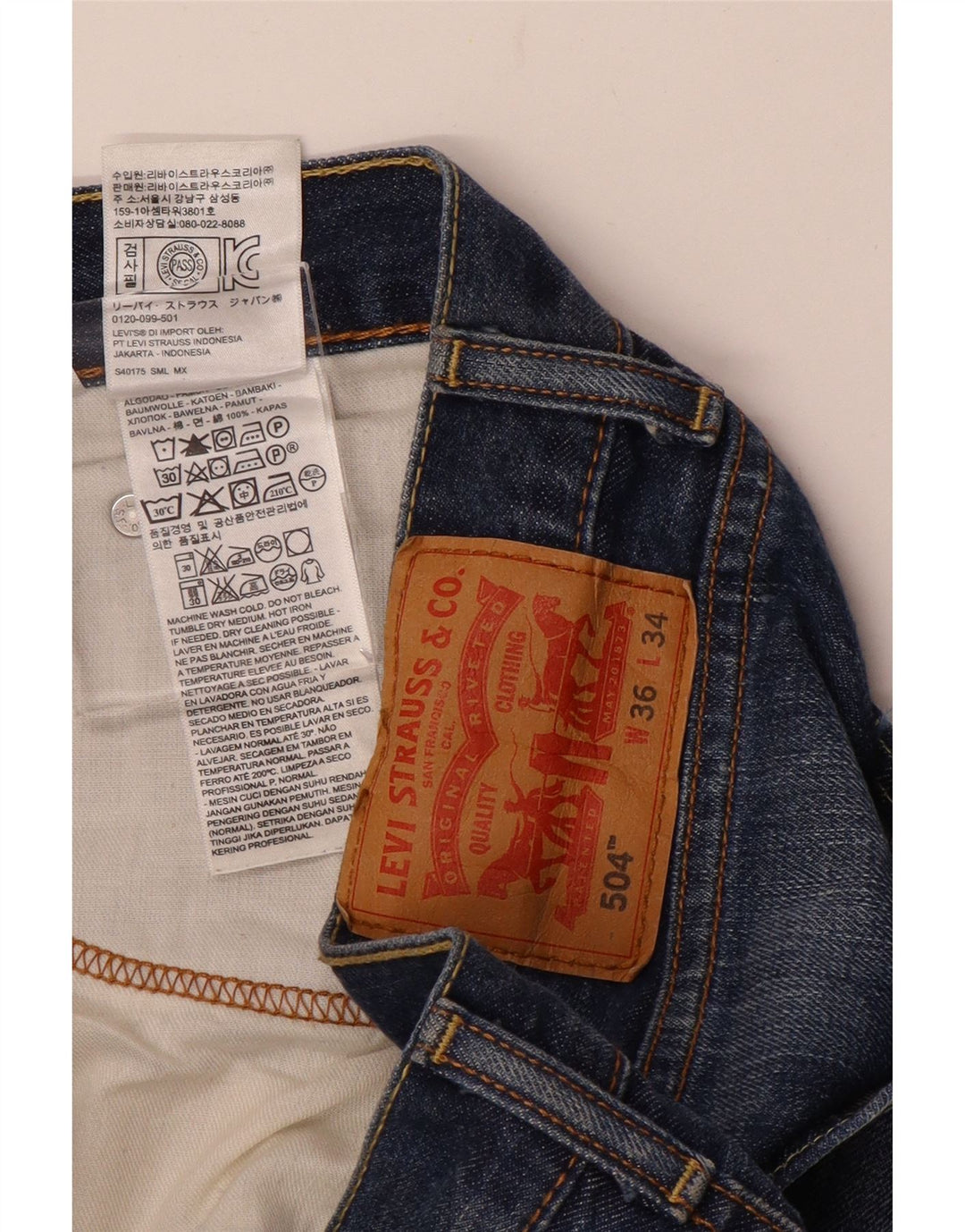 LEVI'S Ανδρικό τζιν 504 ίσιο W36 L34 Μπλε βαμβακερό