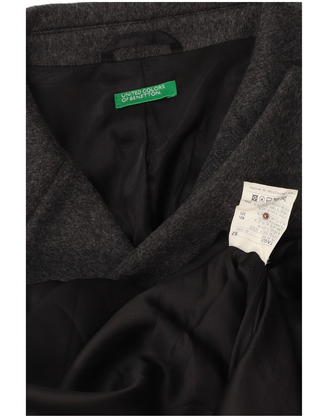 BENETTON Ανδρικό Πανωφόρι IT 52 XL Γκρι Μαλλί