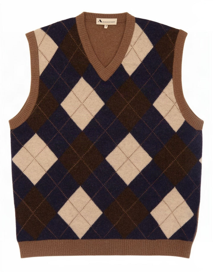 Aquascutum ανδρικό γιλέκο Tank Top Μεσαίο μπεζ Argyle/Diamond Wool