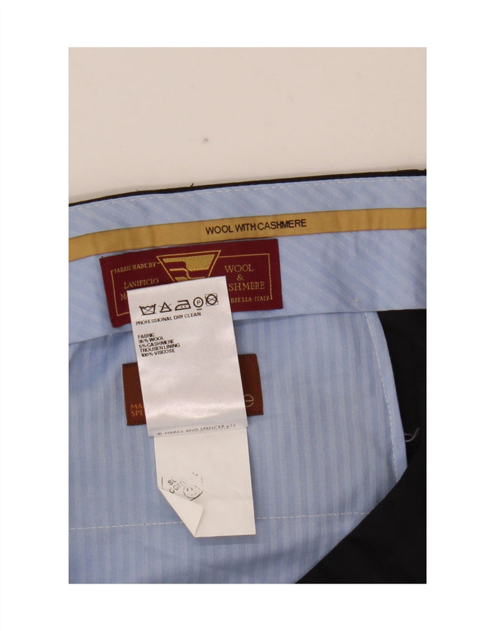 Ανδρικό ίσιο παντελόνι Marks & Spencer W36 L31 Navy Blue Wool
