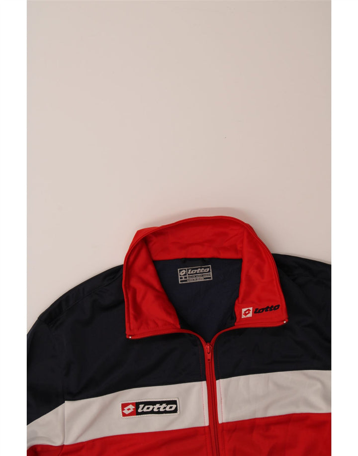 LOTTO Mens Tracksuit Top Jacket Small Red Colourblock Polyester Vintage Lotto and Second-Hand Lotto from Messina Hembry 