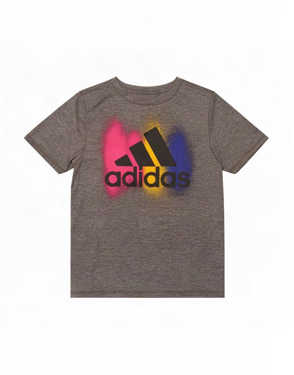 Adidas Boys Regular Fit T-shirt Top 9-10 Years Small Grey Polyester