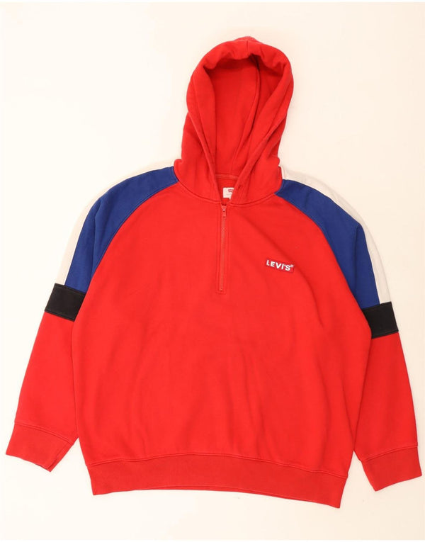 Γυναικείο Levi's Oversized Hoodie Jumper UK 18 XL Red Colourblock Βαμβακερό