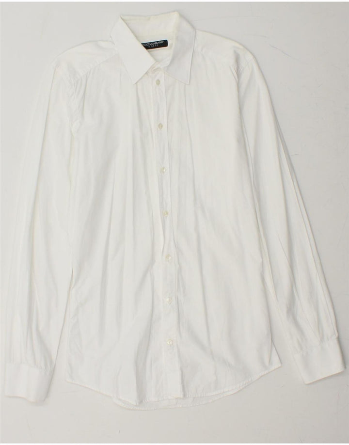 DOLCE & GABBANA Ανδρικό πουκάμισο μέγεθος 14 1/2 37 Small λευκό βαμβακερό
