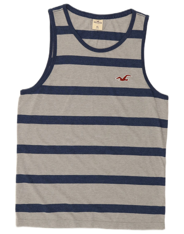 Ανδρικό γιλέκο Hollister XL Γκρι βαμβακερό ριγέ