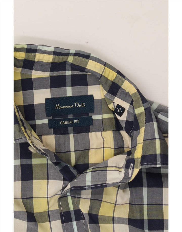 MASSIMO DUTTI Mens Casual Fit Shirt Small Navy Blue Check Cotton Vintage Massimo Dutti and Second-Hand Massimo Dutti from Messina Hembry 