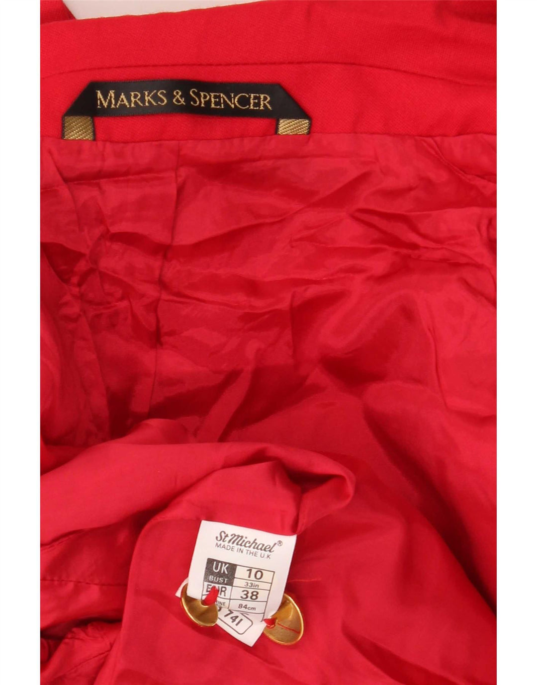 Marks & Spencer Γυναικείο σακάκι με διπλό στήθος UK 10 Small Red Wool