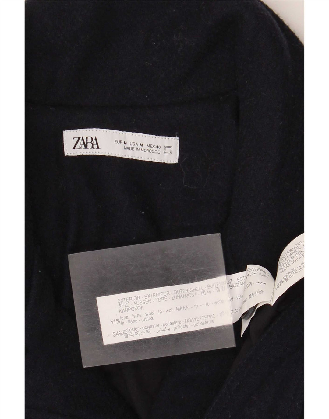 Zara Ανδρικό Bomber Jacket UK 38 Medium Navy Blue Wool