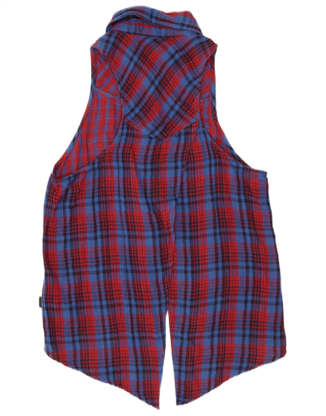 Vans γυναικείο αμάνικο πουκάμισο μπλούζα UK 12 μεσαίο κόκκινο βαμβακερό καρό