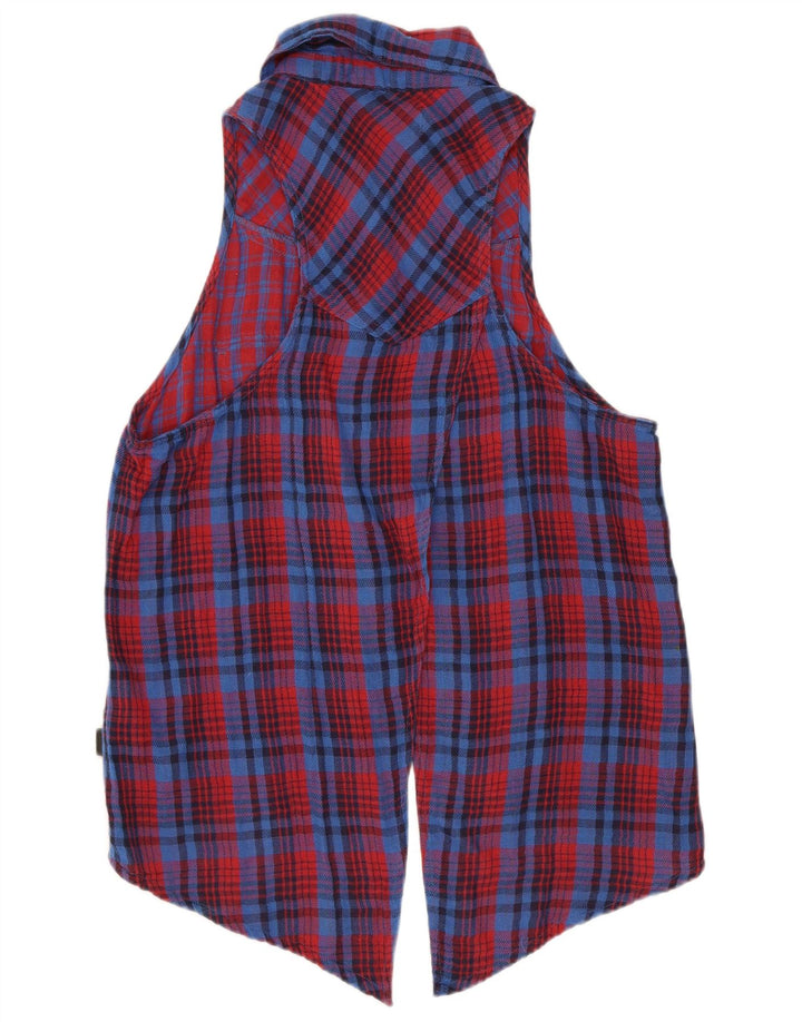 Vans γυναικείο αμάνικο πουκάμισο μπλούζα UK 12 μεσαίο κόκκινο βαμβακερό καρό