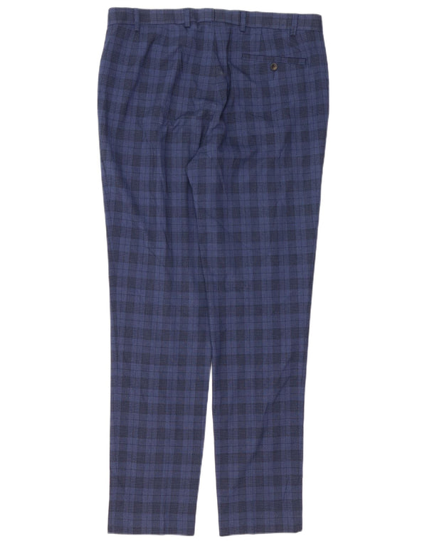 Marks & Spencer Ανδρικό Skinny Suit Παντελόνι W36 L33 Navy Blue Check Polyester