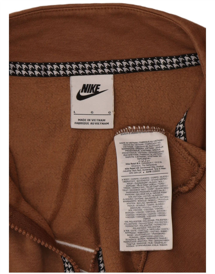 Γυναικείο γραφικό υπερμεγέθη φούτερ Nike UK 16 μεγάλο καφέ βαμβακερό