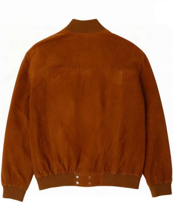 Vintage Ανδρικό Suede Bomber Jacket IT 60 5XL Καφέ Δερμάτινο