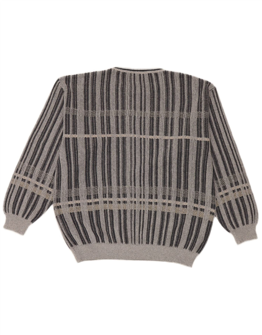 Vintage Ανδρικό πουλόβερ με λαιμόκαυμα IT 48 Medium Grey Check