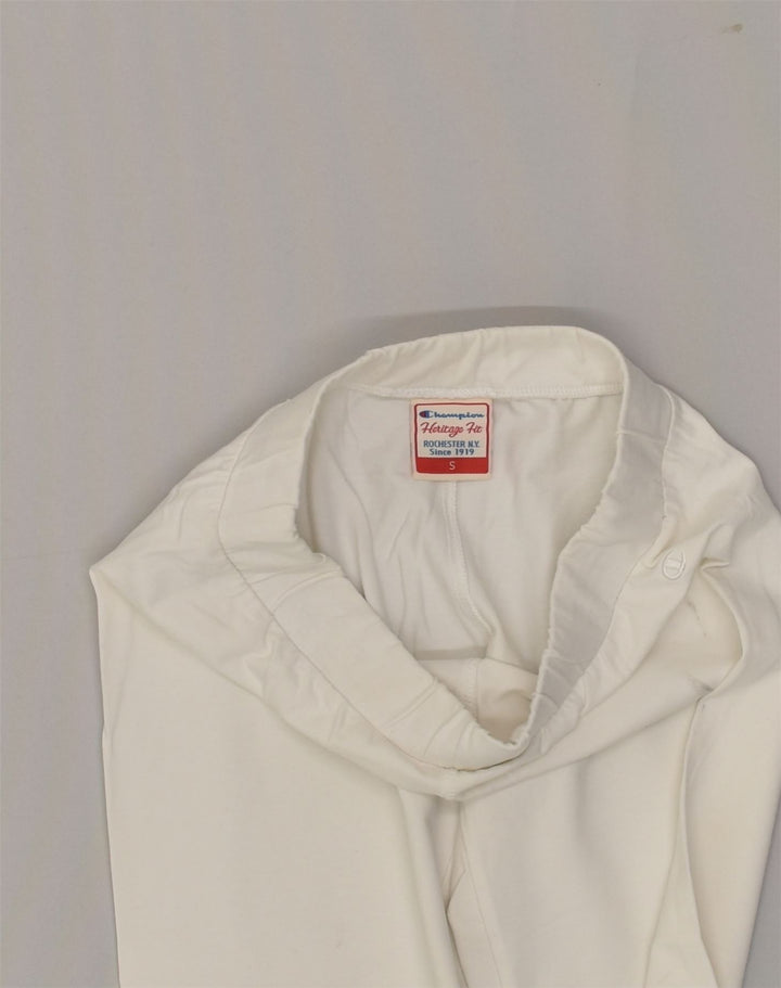 CHAMPION Womens Capri Tracksuit Trousers UK 10 Small Off White | Vintage Champion | Thrift | Second-Hand Champion | Used Clothing | Messina Hembry 