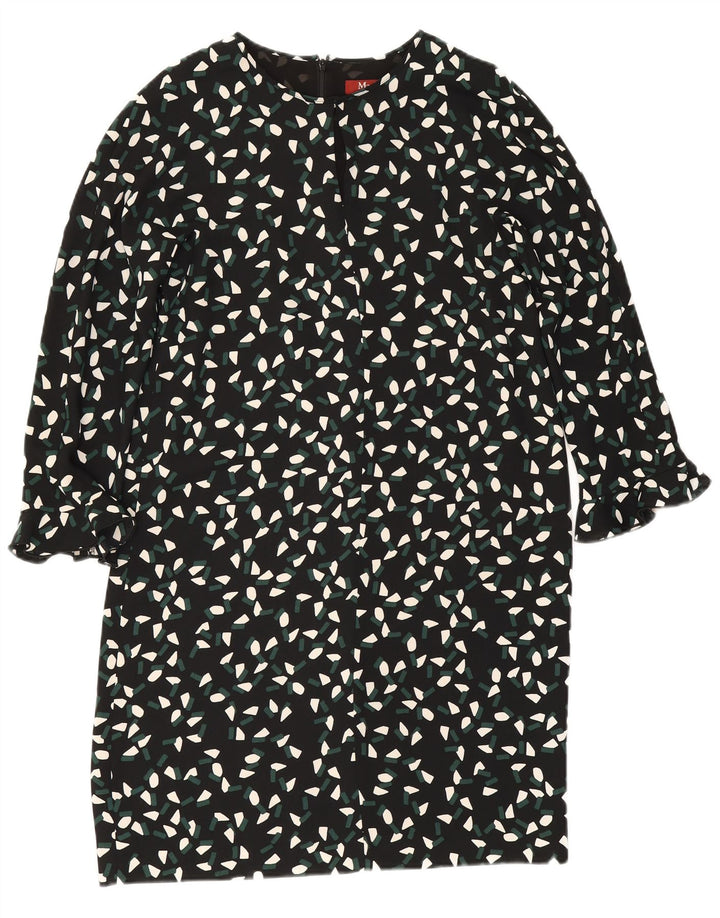 Max Mara Γυναικείο φόρεμα 3/4 Sleeve Shift UK 8 Μικρό μαύρο γεωμετρικό πολυεστέρα