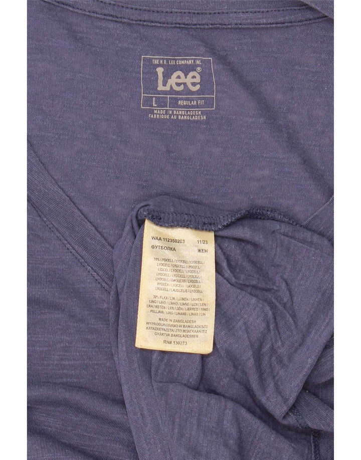 Lee Γυναικείο T-Shirt με κανονική εφαρμογή Top UK 16 Large Blue Lyocell