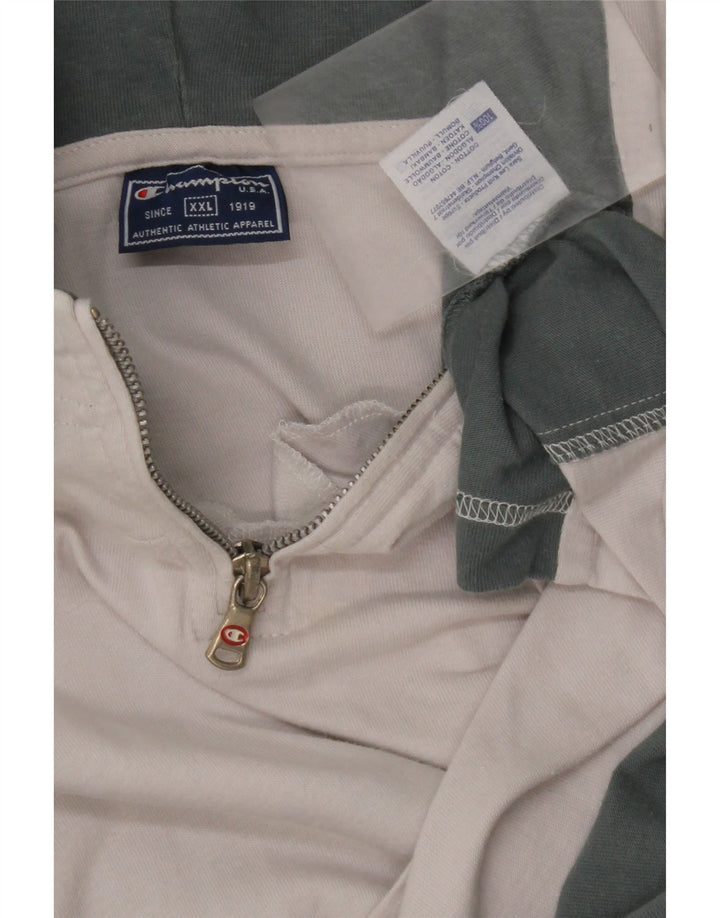 Ανδρικό μπλουζάκι CHAMPION με κουκούλα με φερμουάρ Top 2XL Λευκό βαμβακερό μπλοκ