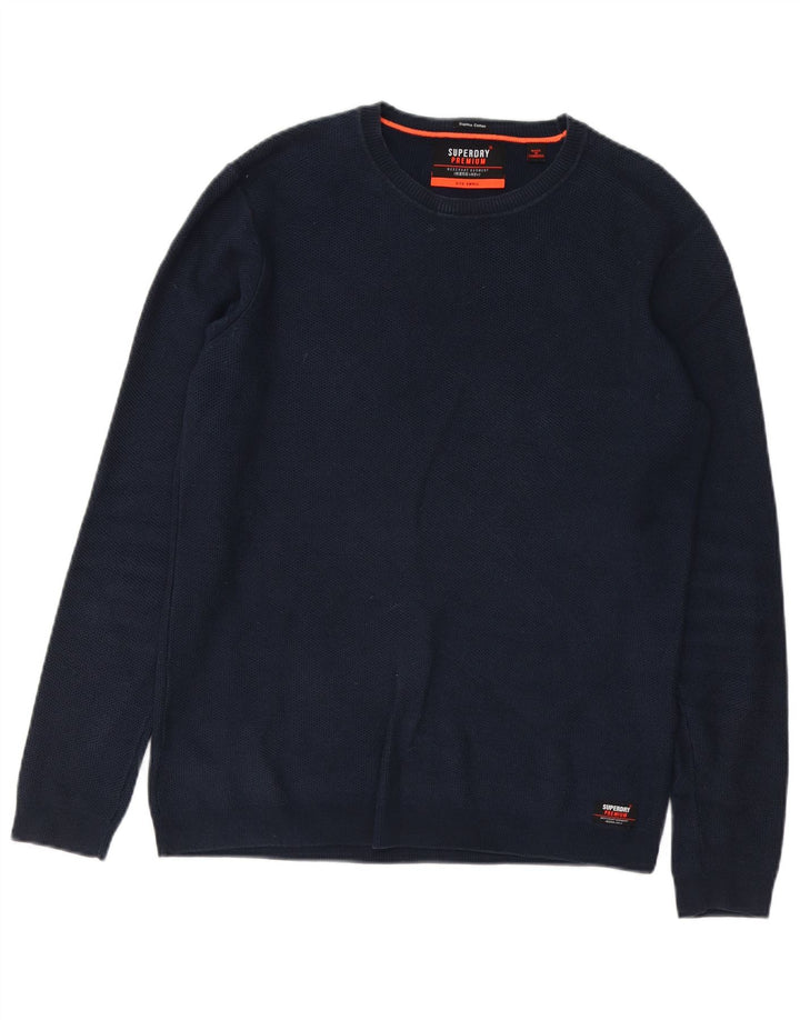 Ανδρικό πουλόβερ με λαιμόκοψη Superdry Μικρό Βαμβακερό Navy Blue