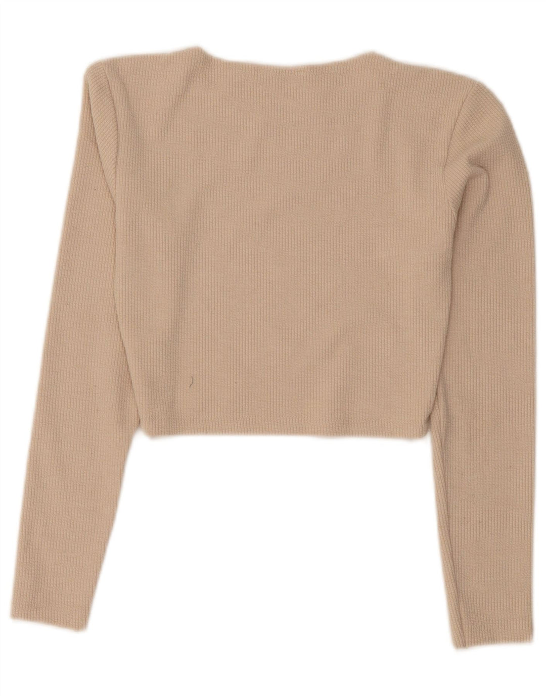 Zara Γυναικείο Crop Top Μακρυμάνικο UK 12 Medium Beige Πολυεστέρας