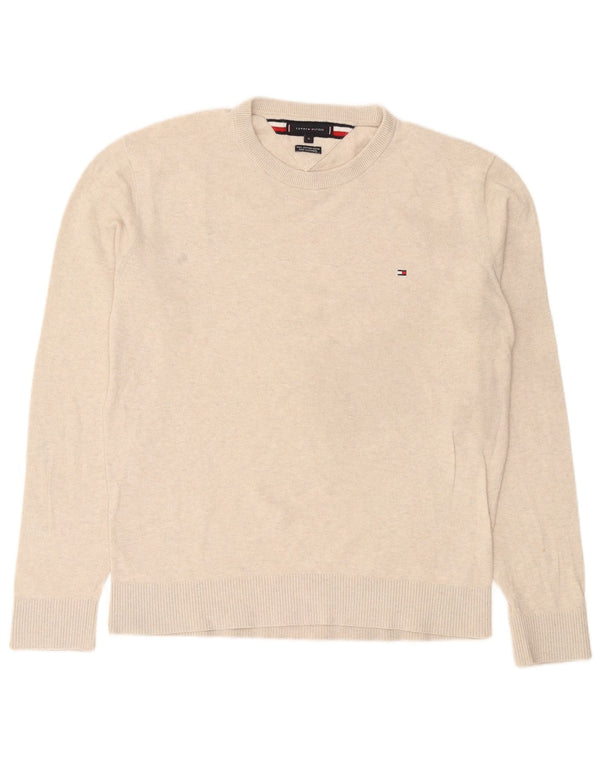 Ανδρικό πουλόβερ Tommy Hilfiger Crew Neck Jumper XL Beige βαμβακερό