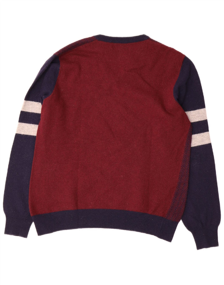 Fred Perry Ανδρικό πουλόβερ με λαιμόκοψη με V λαιμόκοψη, μεσαίο μπορντό μαλλί