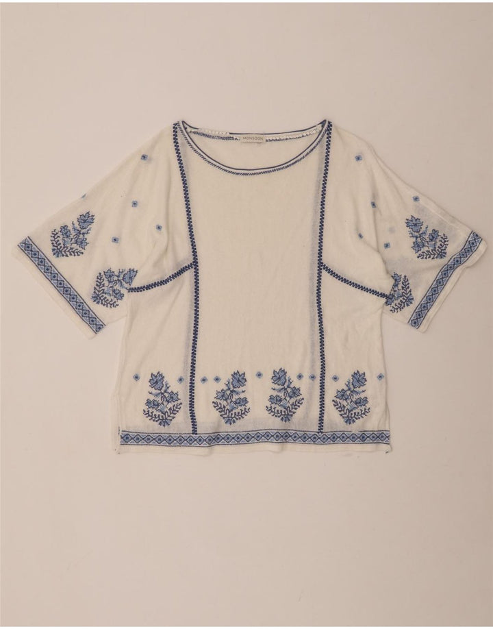 Γυναικεία μπλούζα MONSOON Top UK 16 Large Off White Floral Λευκά είδη