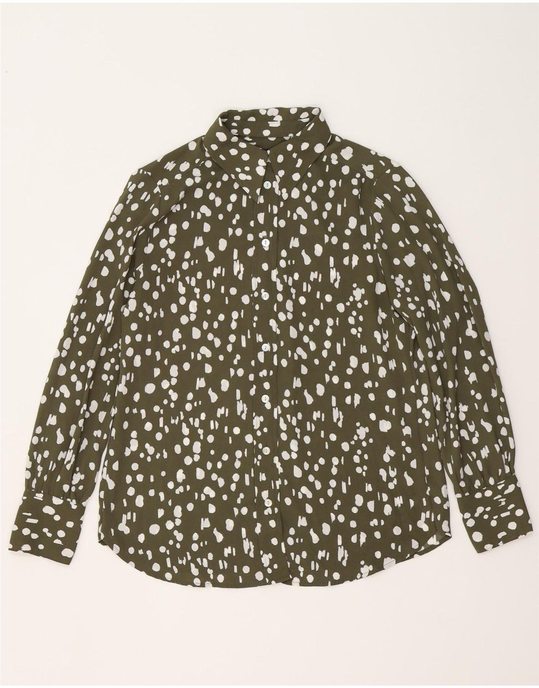 Marks & Spencer Γυναικείο πουκάμισο μεγάλου μεγέθους UK 10 Small Khaki Flecked Polyester