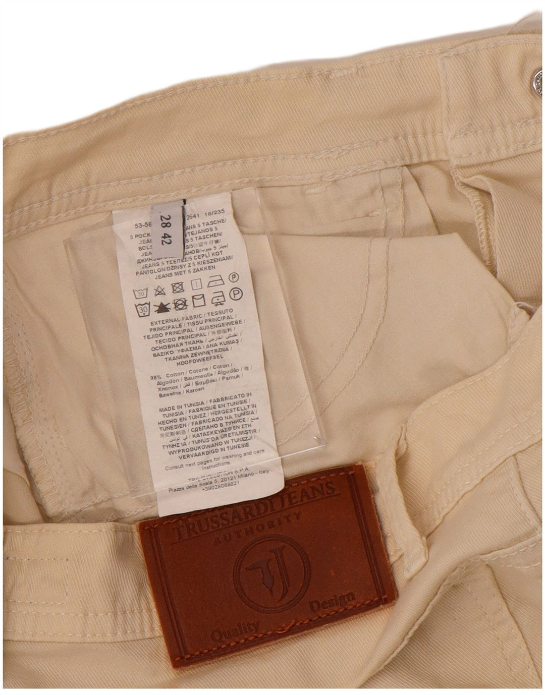 Trussardi Γυναικείο Slim Cropped Παντελόνι IT 42 Medium W28 L25 Beige βαμβακερό