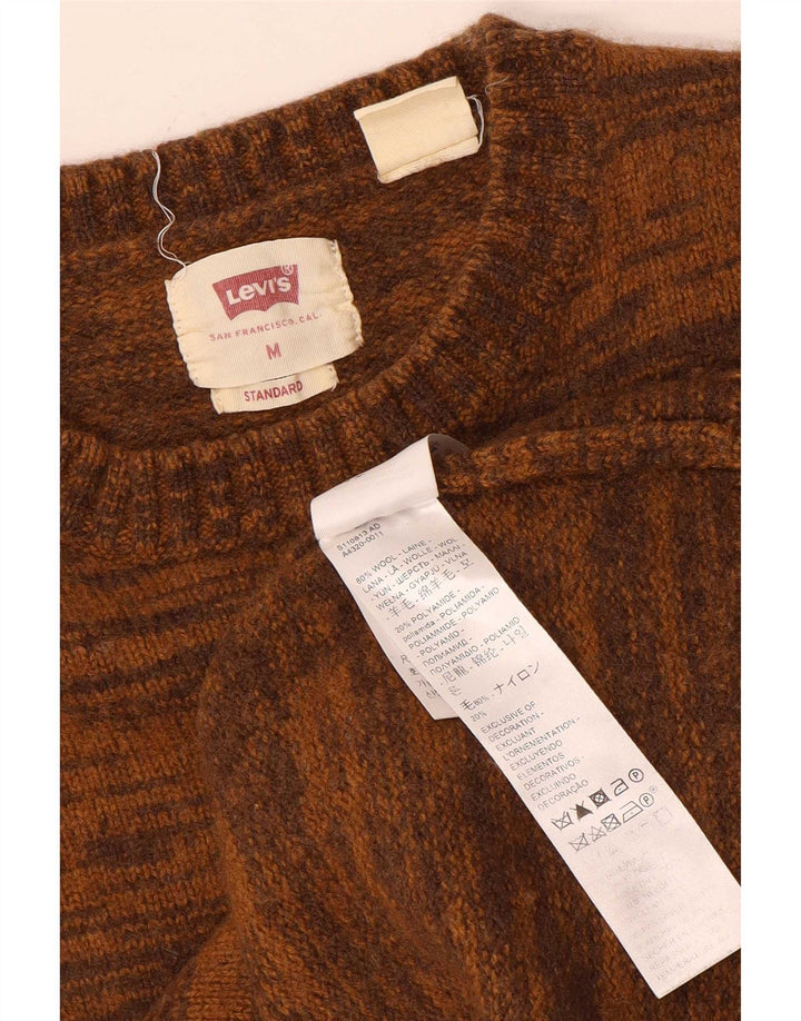 Levi's γυναικείο πουλόβερ με λαιμόκοψη UK 12 μεσαίου καφέ μαλλί