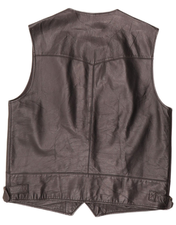 VINTAGE Ανδρικό Δερμάτινο Gilet UK 40 Large Black Leather