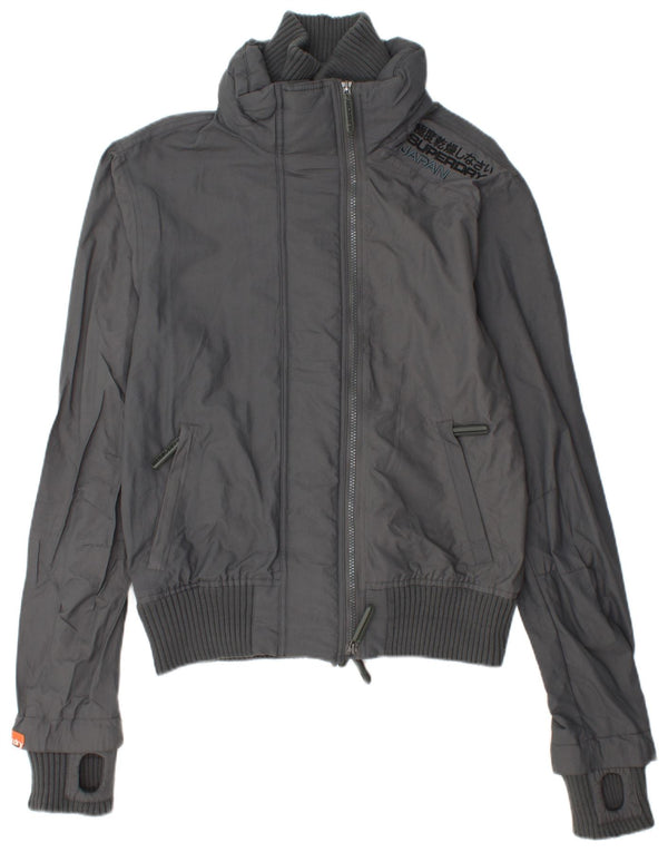 Γυναικείο γραφικό μπουφάν βροχής SUPERDRY UK 14 Medium Grey Polyamide