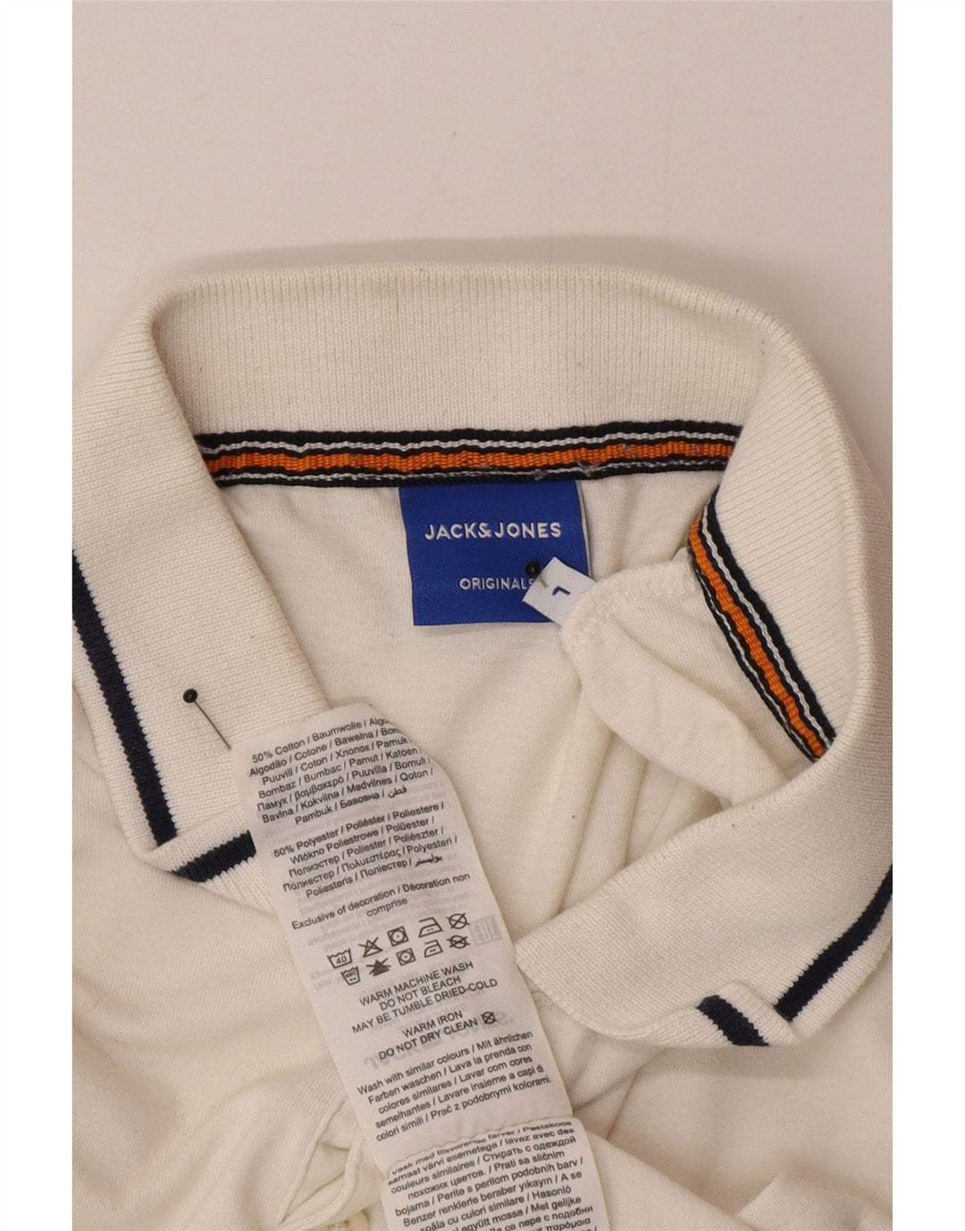 Ανδρικό μπλουζάκι πόλο Jack & Jones, μεγάλο λευκό βαμβακερό