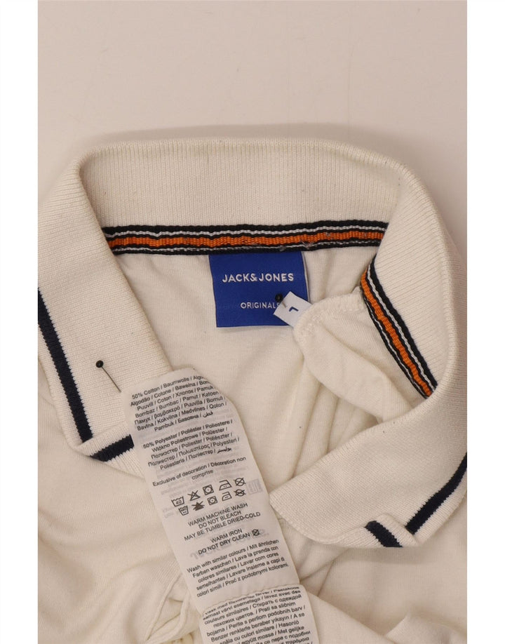 Ανδρικό μπλουζάκι πόλο Jack & Jones, μεγάλο λευκό βαμβακερό