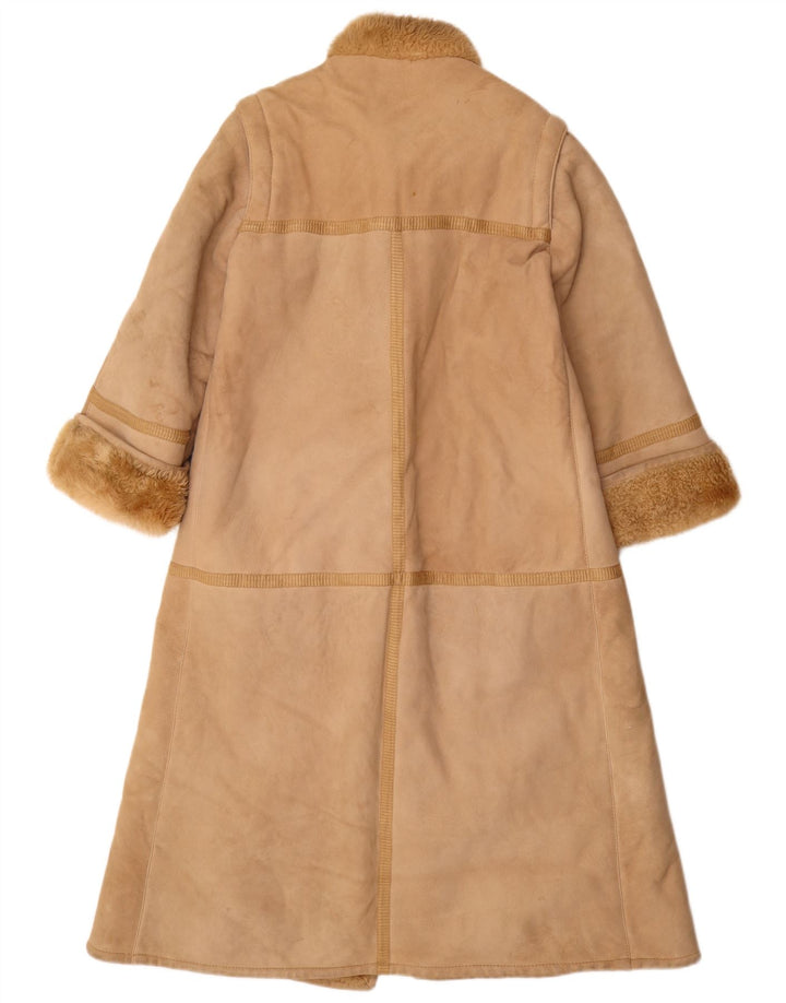 Vintage Γυναικείο Παλτό Shearling IT 44 Medium Beige Leather