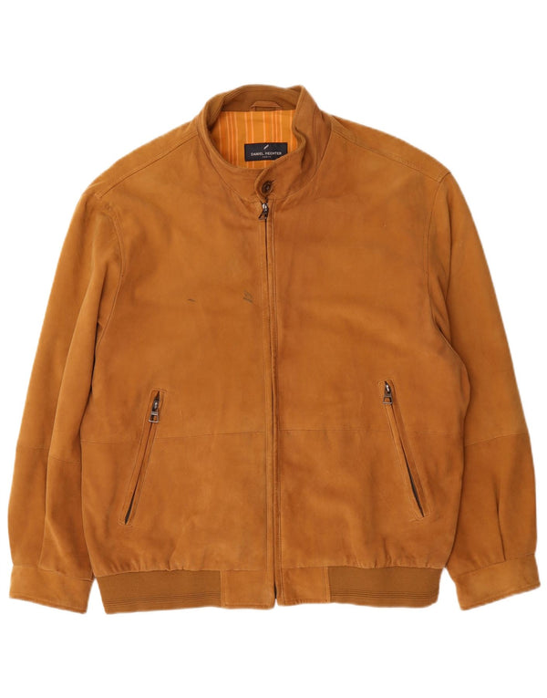 Daniel Hechter Ανδρικό Suede Bomber Jacket UK 40 Large Brown Δερμάτινο