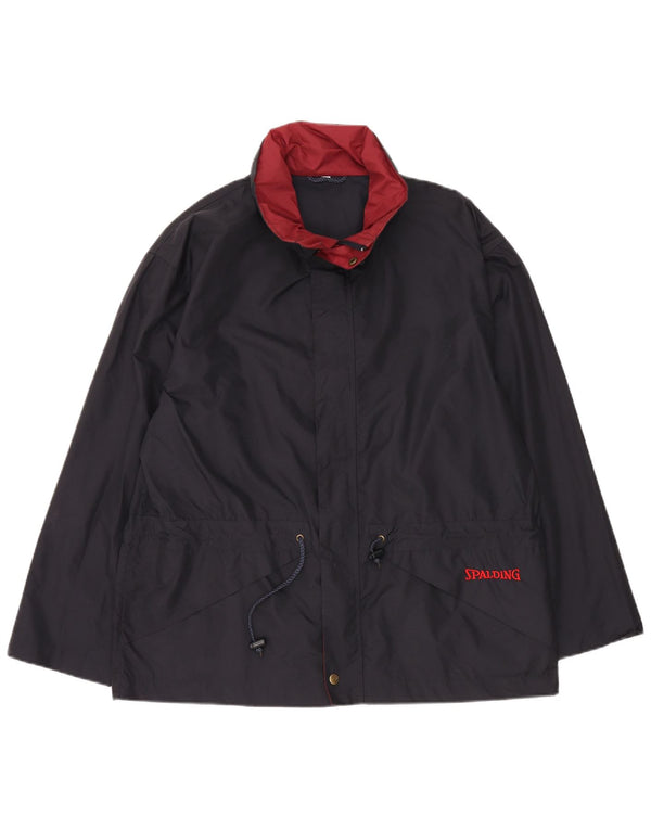 SPALDING Mens Windbreaker Jacket UK 38 Medium Navy Blue Nylon