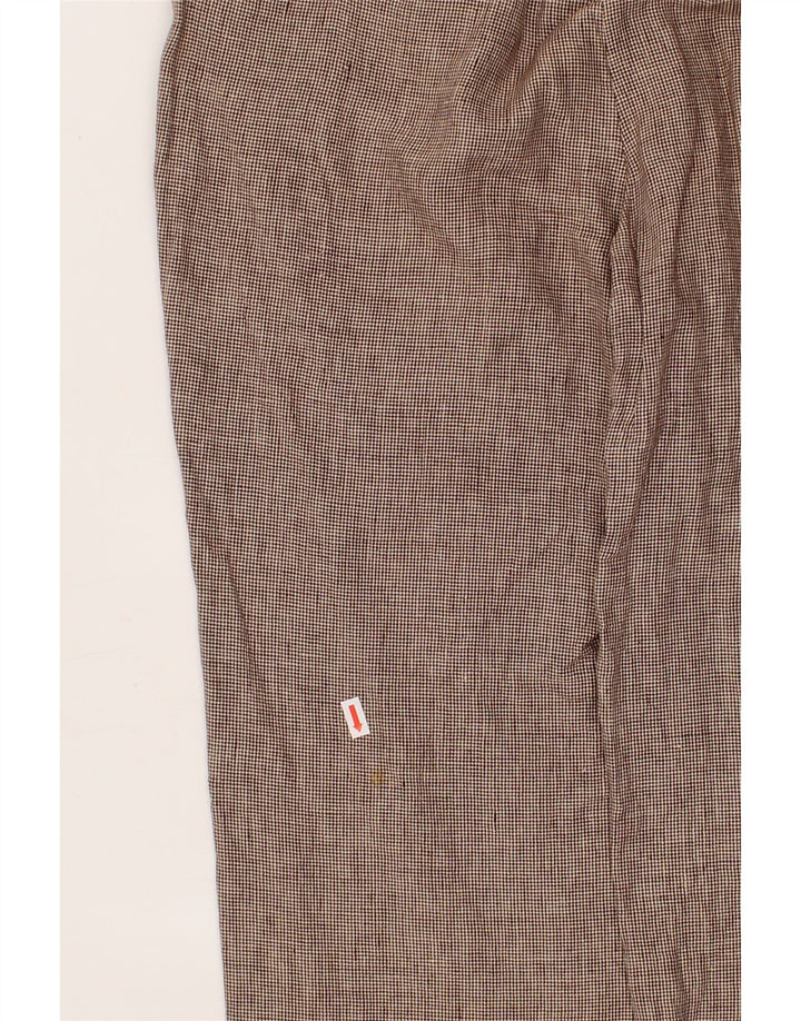 MASSIMO DUTTI Womens Straight Chino Trousers  W32 L29 Brown Check Wool Vintage Massimo Dutti and Second-Hand Massimo Dutti from Messina Hembry 